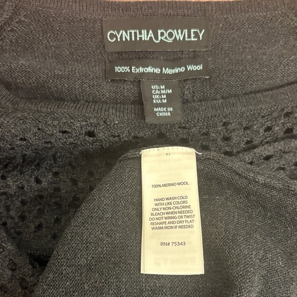 Cynthia Rowley Women’s Charcoal Merino Wool Sweater Dress Size M - Picture 6 of 7